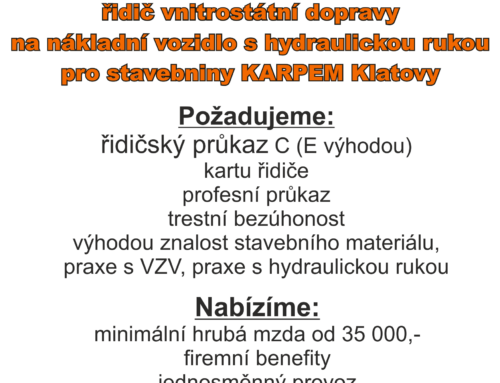 Řidič pro pobočku Klatovy